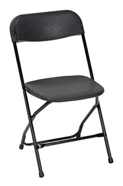 ZOWN Commercial 300 Lb. Use Rate Heavy Duty, Injection Mold Banquet Folding Chair With Comfortable Contoured Back, Black, 8 Pack