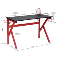 MNSSRN 47.2" Student Gaming Desk, K-Leg With Cup Holder, Headphone Hook, Gamepad Mount, Cable Management, Home Office Computer Desk