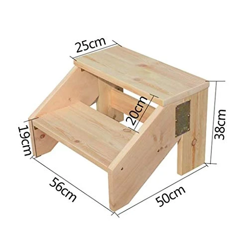 DINGZZ Step Stool Tier Wood Ladder, Design With Ladder, Stool And Storage Shelf, Multifunction Pine Wood Foldable - Image 2