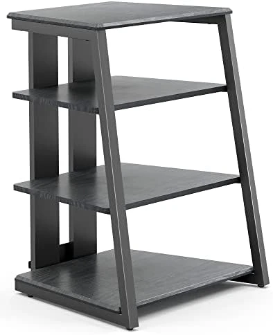 FITUEYES Design 4-Tier AV Media Stand Corner Shelf Stand Wooden Corner Shelves Component Cabinet Stereo Rack Audio Tower With Height Adjustable Wooden Shelves For/Apple Tv/Xbox One/ps4 (Walnut) - Image 10