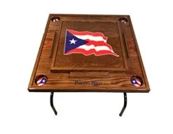 Puerto Rico Domino Table With The Flag (Red Mahogany)