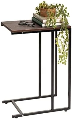 IRIS USA SDT Metal Side, Wood Accent Sofa End Table Computer Desk Coffee Snack, Night Stand, C-Shape Basic - Image 7