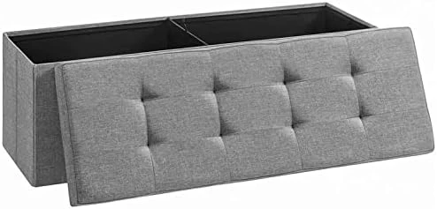 SONGMICS 43 Inches Folding Storage Ottoman Bench, Storage Chest, Foot Rest Stool, Bedroom Bench With Storage, Holds Up To 660 Lb, Dark Gray ULSF77K - Image 10
