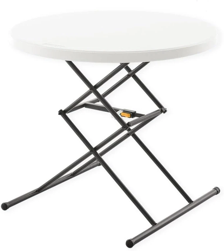 Living And More 28inch Height-Adjustable Personal Table, TV Tray, Portable Dinner Table, Multi-Purpose, Lightweight, No Assembly, Easy Fold And Storage, White - Image 6