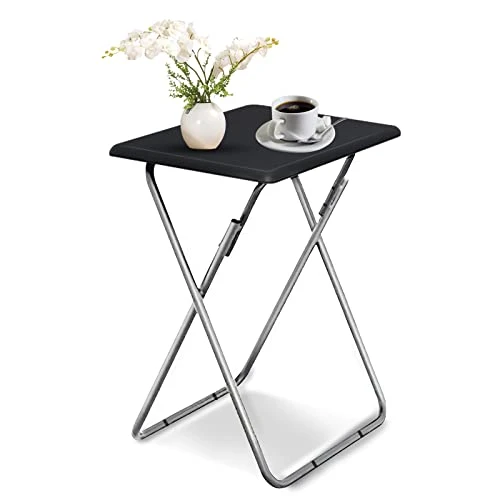 Garden 4 You Folding TV Tray Table,TV Dinner Table With Sturdy MDF Top,Eating Trays For Living Room With No Assembly Required, 15 X 18.9 X 26 In(Black)