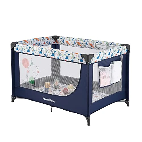 Pamo Babe Portable Crib Baby Playpen With Mattress And Carry Bag (Blue) - Image 7