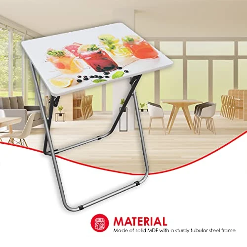 Home Basics TT39161 Foldable TV Tray Table, 19.0 X 15.0 X 26.0, Cocktails (White) - Image 2