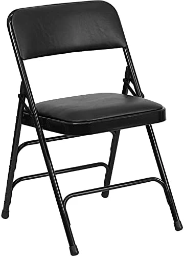 Flash Furniture 4 Pack HERCULES Series Curved Triple Braced & Double Hinged Black Vinyl Metal Folding Chair - Image 13