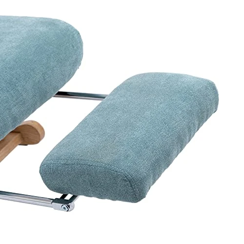 Modern Rocking Lounge Chair, Upholstered Glider Chair For Adults, Accent Rocker Chair With Large Back & Pull Out Pedal, Lie Or Sleep Lazy Chair For Living Room, Bedroom, Balcony (Light Blue Polyester) - Image 6