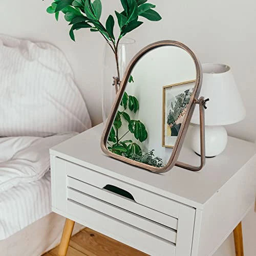 Geloo Vintage Table Desk Mirror-Bronze Metal Framed Standing Mirror 360 Degree Adjustable Swivel For Tabletop, Countertop, Bedroom,Bathroom,Living Room 11.8'' X 7.8'' - Image 5