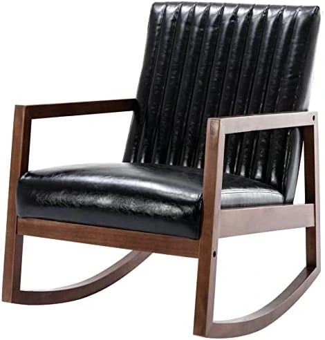 RIVOVA Modern Fabric Accent Rocking Chair, Upholstered Nursery Glider Rocker, Mid Century Lounge Arm Chair For Reading Living Room Bedroom Office, Grey - Image 8