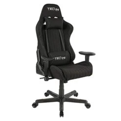 Techni Sport High Back Racing Chair With Foam Seat And Padded Arms, Reclining Gaming Chair With Height And Tilt Adjustment, Black