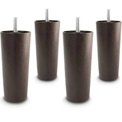 Choice Parts - 5 Inch Dark Walnut Plastic Tapered Sofa Legs, Set Of 4