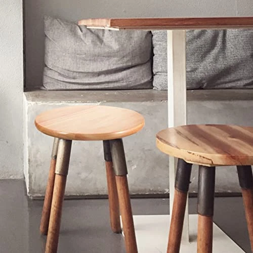 Yardwe Wooden Stool Seat Round Stool Replacement Bar Stool Seat Part Canteen Seat Stool Seat Tops Metal Stool Cushion Tops For Home Kitchen Dining Room Chairs
