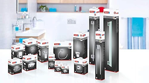 Tesa UK 40241-00000-00 Ekkro Soap Basket, High Shine Chrome-Plated Metal, Self-Adhesive, Square - Image 5