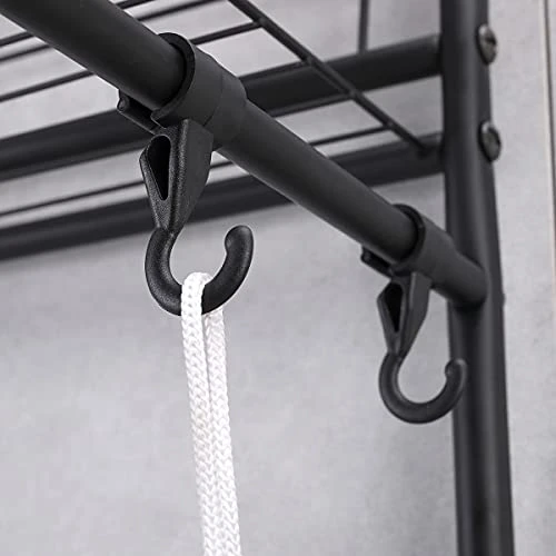 Kimzda 3-Tier Bathroom Over The Toilet Storage Rack Free Standing Metal Frame Shelf Organizer, With 4-Hooks, Black - Image 3