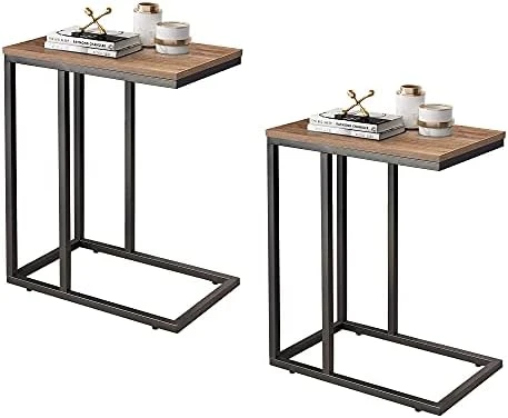 WLIVE Side Table Set Of 2, C Shaped End Table For Couch, Sofa And Bed, Large Desktop C Table For Living Room, Bedroom, Gray And Black - Image 8