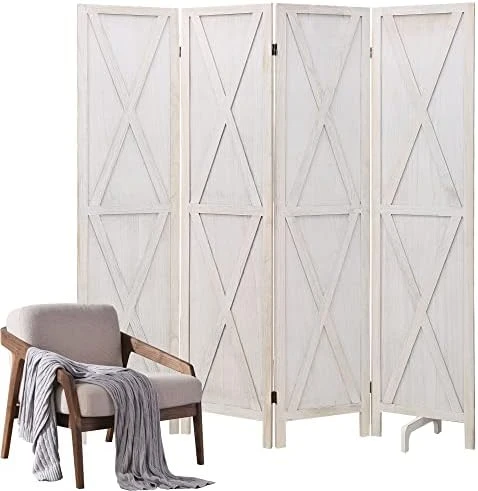 ECOMEX Room Divider 4 Panel, Wood Folding Room Divider Privacy Screens, Freestanding Partition Room Divider Screen Partial Partition For Bedroom, Office, Study,Ivory White - Image 11