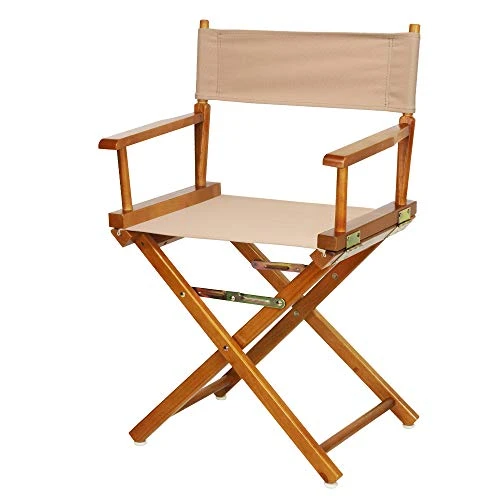 Casual Home Director's Chair ,Honey Oak Frame/Tan Canvas,18" - Classic Height
