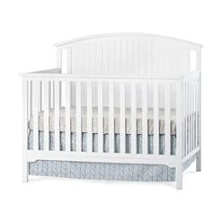 Forever Eclectic Cottage Curve Top 3-Piece Nursery Set With 4-in-1 Convertible Crib, 3-Drawer Dresser, And Changing Table Topper By Child Craft (Matte White)