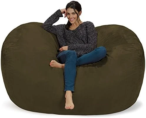 Chill Sack Bean Bag Chair: Huge 6' Memory Foam Furniture Bag And Large Lounger - Big Sofa With Soft Micro Fiber Cover - Black - Image 14