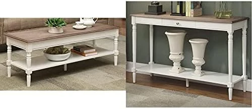 Convenience Concepts French Country Console Table With Drawer And Shelf, Driftwood / White, 15 In X 48 In X 30 In - Image 5