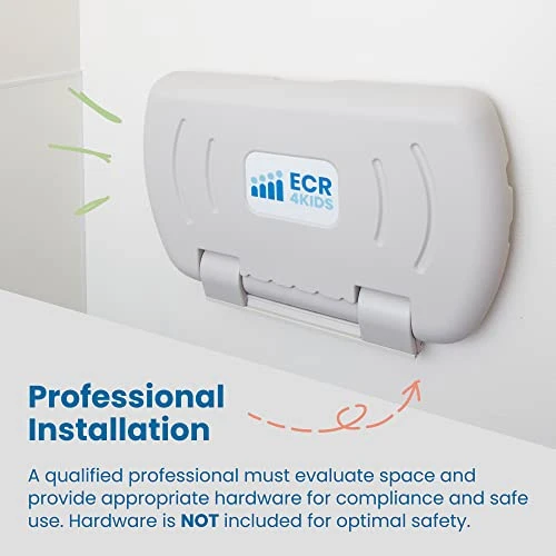 ECR4Kids Horizontal Wall-Mounted Changing Station With Slim Back, Baby Changer, White Granite - Image 3