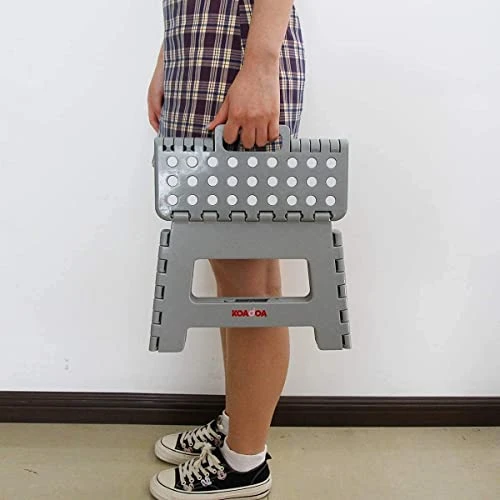 Folding Step Stool, Foldable Step Stool 9 Inch Anti-Slip Lightweight Folding Stools For Kitchen Bathroom Bedroom (Gray) - Image 4