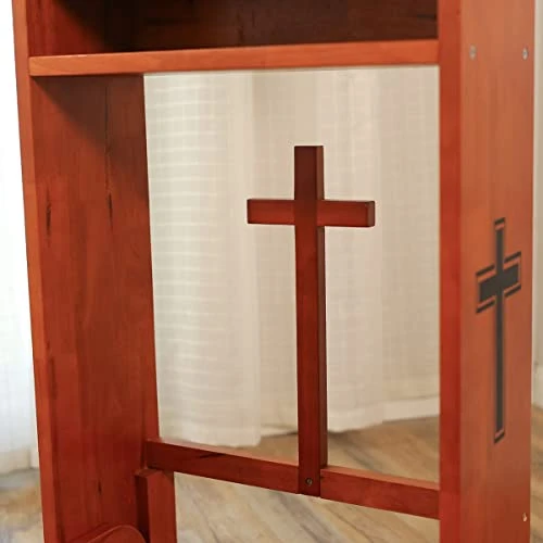 Shyneer Prayer Bench Stool Table, Wooden Church Prayer Chair Padded Kneeler Shelf Folding Chair For Kneeling At Home - Image 5