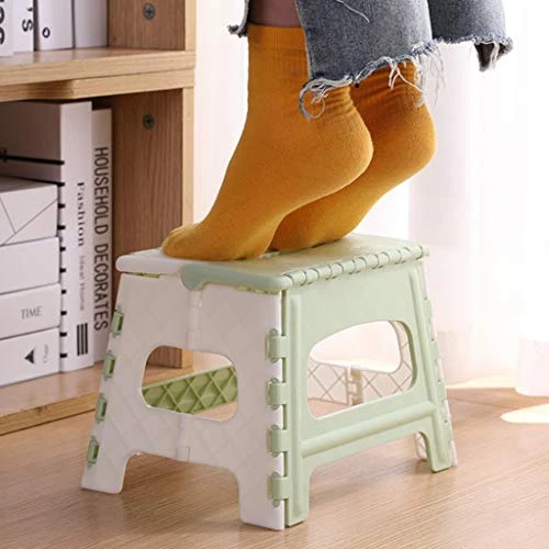 Folding Step Stool With Portable Handle - Non-Slip Folding Stools - Compact Plastic Foldable Step Stool For Bathroom,Bedroom, Kitchen - Portable Folding Step Stool - Image 2