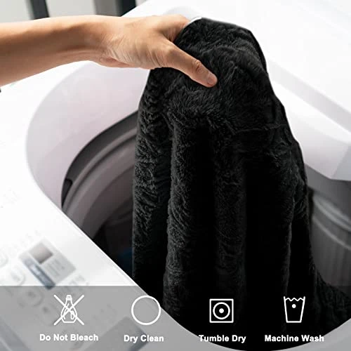 LapEasy Giant Bean Bag Chair Cover(Cover Only,No Filler),Oversized Round Soft Fluffy PV Velvet Washable Lazy Sofa Bean Bag Bed Cover For Adults, Living Room Bedroom Furniture Outside Cover(Black) - Image 4