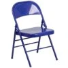 Flash Furniture 4 Pack HERCULES COLORBURST Series Cobalt Blue Triple Braced & Double Hinged Metal Folding Chair
