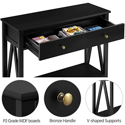 Yaheetech Console Table With 1 Drawer And Open Storage Shelf, Narrow Long Sofa Table For Living Room Entryway, 39.5X 14 X 31.5ββ (LxWxH), Easy Assembly - Black - Image 5