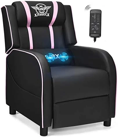 POWERSTONE Gaming Recliner Chair, Reclining Gaming Chair Ergonomic Leather Sofa With Footrest Lumbar Support Headrest And Side Pouch For Living Room Home Theater, Blue - Image 7
