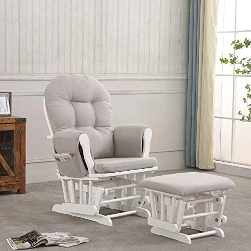 REJOICE HOME Atoll Glider With Ottoman, Black/Beige - Image 6