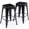 Vogue Furniture Direct 24" Black Backless Metal Bar Stools Indoor-Outdoor Counter Height Stool With Square Seat, Set Of 2 - VF1571001