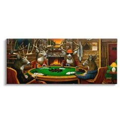 Stupell Industries Deer Animals Playing Poker Table Cabin Lodge, Design By Leo Stans
