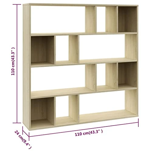 VidaXL Room Divider/Book Cabinet 12 Compartments Versatile Display Rack Bookshelf Stand Room Screen Partition Sonoma Oak Engineered Wood - Image 3