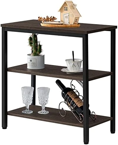 WEENFON End Table, 3-Tier Side Table, Nightstand With Storage Shelves, Industrial Tall Side Table For Small Spaces, Living Room, Bedroom,Dinning Room, Dark Brown - Image 6