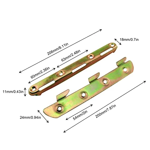 JCBIZ 4pcs Hardware Bed Hinge Connector 8" Bed Rail Brackets For Bed Frame Bed Rail Headboards Footboards - Image 3