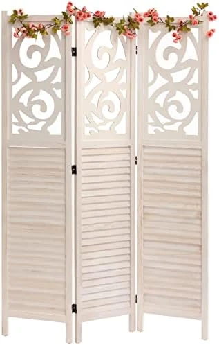 ALIMORDEN 5.7 Ft 3 Panels Room Dividers, Vintage Natural Wooden Privacy Screen, Folding Wall Divider, Space Seperate, Brown - Image 8