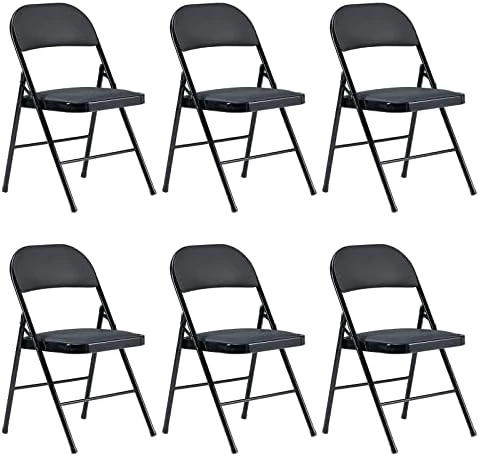 Imseigo 4PCS Elegant Folding Metal Chairs With Padded Seats,Potable Iron & PVC Durable Chairs For Convention & Exhibition Easy To Take Fit For Any Occasions 330lbs Capacity (Black, 4 PCS) - Image 6
