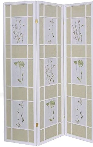 Legacy Decor 4 Panel Room Divider Privacy Screen Botanical Floral Accented Natural Color 71 Tall X 70 Inches Wide - Image 6