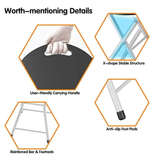 GYMAX Folding Stool, 28in Portable Collapsible Bar Stool With Handle & Steel Frame, 330lbs Sturdy Foldable Lightweight Round Metal Chair For Outdoor/Indoor Kitchen Home Pub Bar, Assembly Free (1) - Image 5