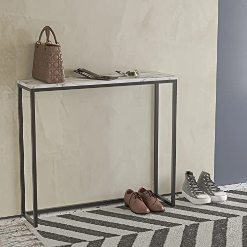 Tilly Lin 36" Faux Marble Top Console Table With Black Metal Frame, Rectangular Shape Sofa Table For Entryway, Bar Table For Dining Room, Couch Table, Display Table For Living Room, Hallway, Foyer - Image 4