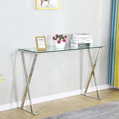 Console Table, 40.5" Narrow Console Sofa Table With Shelf, Modern Console Table Entryway Table Glass Silver Mirrored Console Table For Living Room Hallway Foyer Corridor Office Accent Entrance Table - Image 9