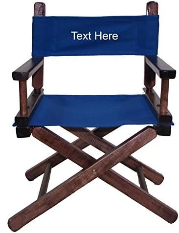 Imprinted Personalized Walnut Frame Toddler's Directors Chair By Gold Medal - Royal Blue - Image 6