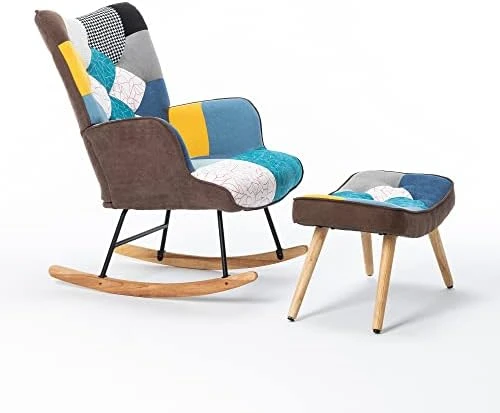 FIROMO Nursery Rocking Chair, Upholstered Glider Rocker Rocking Accent Chair With Safe Wooden Base, Rocking Chair With High Backrest Armchair For Bedroom, Living Room, Office - Image 7