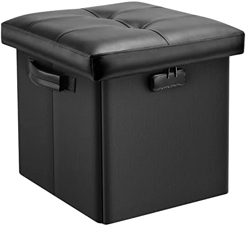 DocSafe Storage Ottoman With Lock,Fireproof Folding Ottoman Foot Rest Stool Storage Chest With Storage Safe For Important Documents,Waterproof 17 Inches Short Ottoman Foot Stool With Hanldes,Brown - Image 6