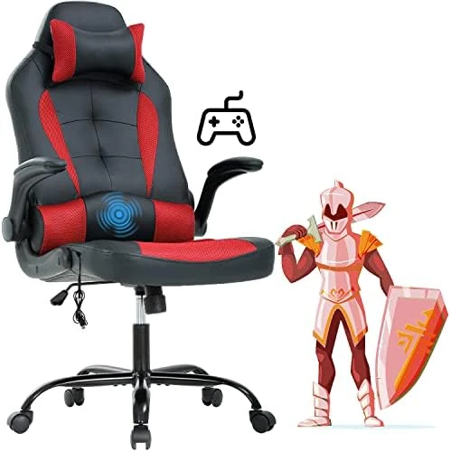 Gaming Chair Office Chair Desk Chair Massage Ergonomic High Back Computer Chair With Lumbar Support Flip-up Arms Headrest PU Leather Height Adjustable Swivel Executive Chair For Women Men Adult - Image 9